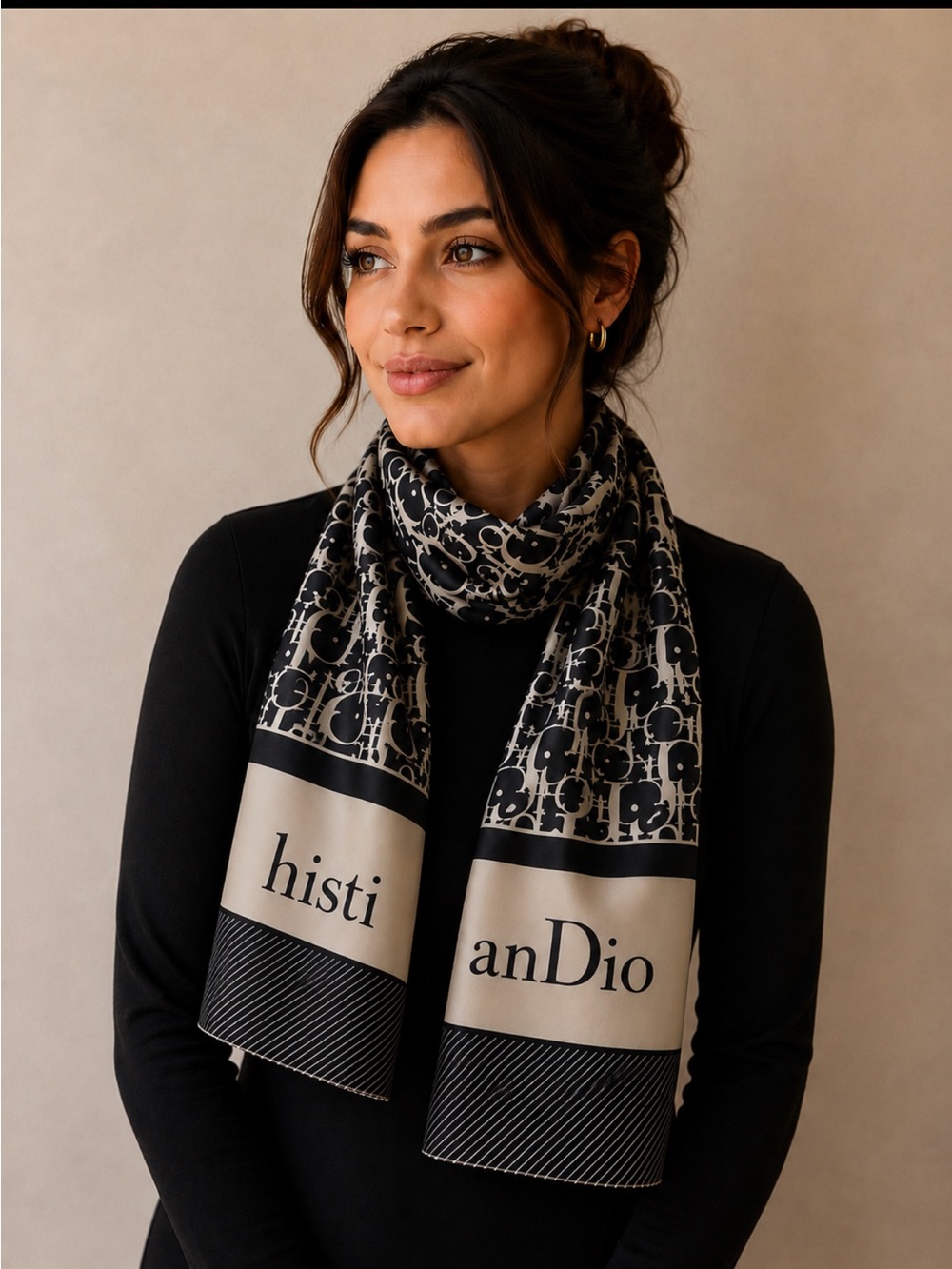 Black and Cream Women's Scarf